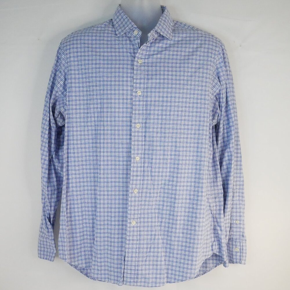 Polo Ralph Lauren 100% Cotton Shirt Lg Blue Plaid Button Up Shirt  Pre-owned ver